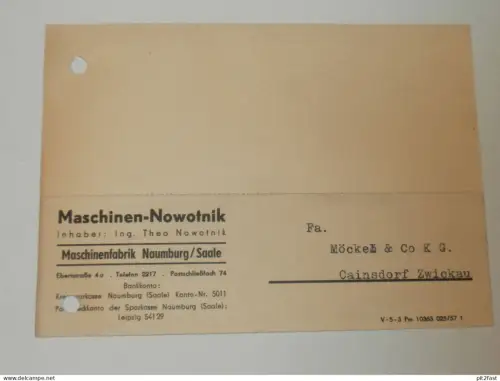 Maschinenfabrik - Theo Nowotnik in Naumburg a. Saale , 1959 , Karte , Reklame / Werbung !!