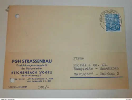 PGH Strassenbau in Reichenbach i. Vogtland , 1959 , Karte , Reklame / Werbung !!