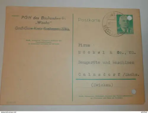 PGH - Bauhandwerk " Wische " in Groß Garz b. Seehausen i. Altm., 1959 , Karte , Reklame / Werbung !!