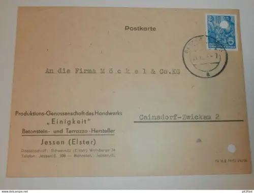 PGH "Einigkeit" in Jessen a. Elster , 1959 , Herr Schmidt , Karte , Reklame / Werbung !!