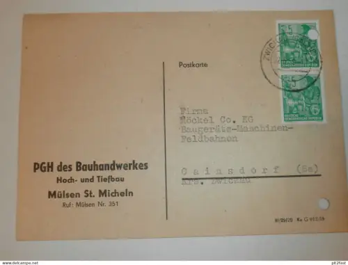 PGH - Hoch- und Tiefbau in Mülsen St. Micheln , 1959 , Karte , Reklame / Werbung !!