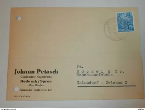 Granitwerke - Johann Petasch in Rodewitz a. Spree b. Bautzen , 1959 , Karte , Reklame / Werbung !!
