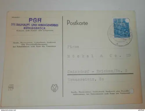 PGH Bauhaupt- und Nebengewerbe in Königsbrück , 1959 , Karte , Reklame / Werbung !!