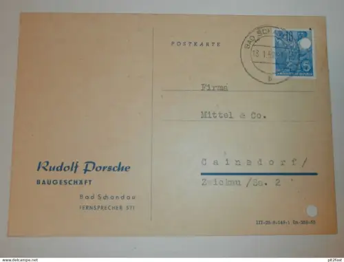 Baugeschäft - Rudolf Porsche in Bad Schandau , 1959 , Karte , Reklame / Werbung !!