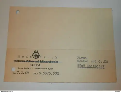 VEB Modedruck in Gera , 1968 , Herr Feierabend , Karte , Reklame / Werbung !!