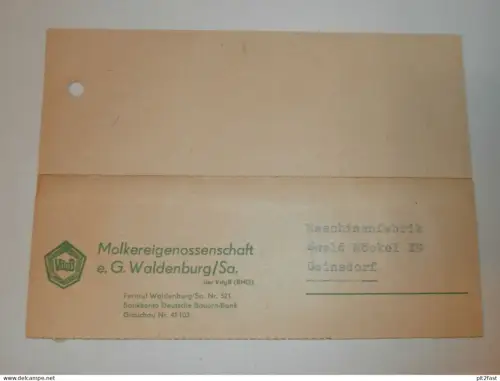 Molkerei - Genossenschaft in Waldenburg i. Sa. / Reinholdshain , 1969 , Karte , Reklame / Werbung !!