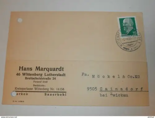 Gurken und Sauerkohl - Hans Marquardt in Wittenberg , 1969 , Karte , Reklame / Werbung !!