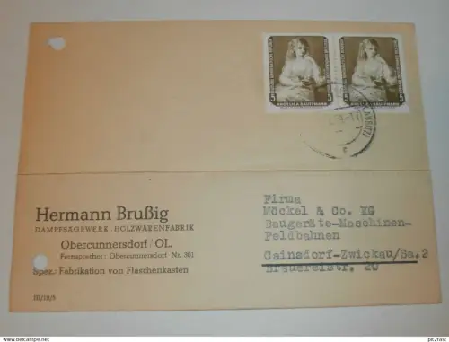 Dampfsägewerk - Hermann Brußig in Obercunnersdorf , 1959 , Karte , Reklame / Werbung !!