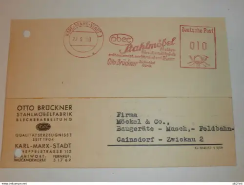 Stahl-Möbelfabrik - Otto Brückner in Karl-Marx-Stadt , 1959 , Karte , Reklame / Werbung !!