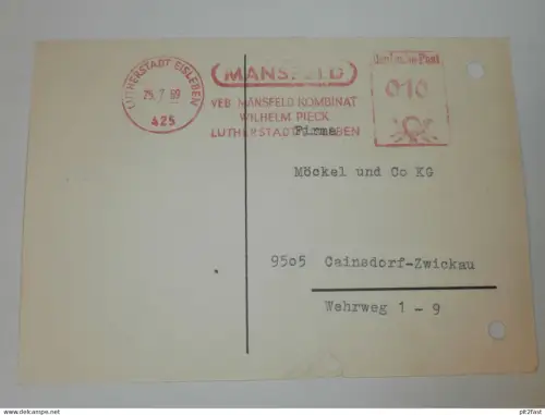 VEB Kombinat Mansfeld - Eisleben , 1969 , Karte , Reklame / Werbung !!