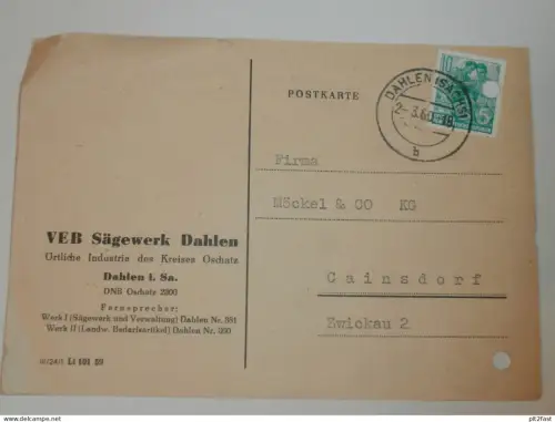 VEB Sägewerk Dahlen i. Sa., 1960 , Karte , Herr Müller , Reklame / Werbung !!