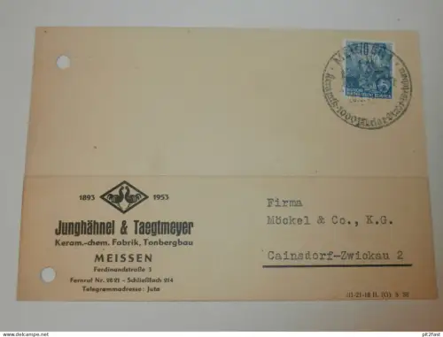 Tonbergbau - Junghähnel & Taegtmeyer in Meissen , 1959 , Karte , Reklame / Werbung !!