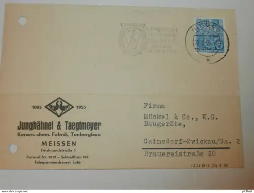 Tonbergbau - Junghähnel & Taegtmeyer in Meissen , 1959 , Karte , Reklame / Werbung !!