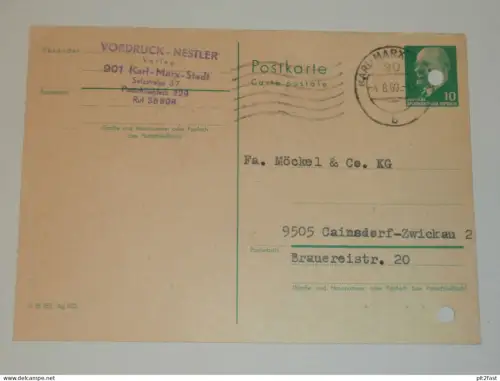 Vordruck - Nestler Verlag in Karl Marx Stadt , 1969 , Karte , Reklame / Werbung !!