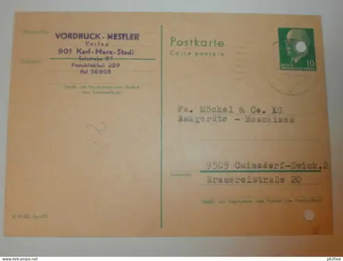 Vordruck - Nestler Verlag in Karl Marx Stadt , 1969 , Karte , Reklame / Werbung !!