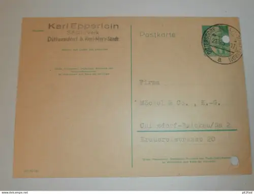 Schotterwerk - Karl Epperlein in Dittersdorf b. Karl Marx Stadt , 1959 , Karte , Reklame / Werbung !!