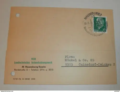 VEB Landtechnisches Instandsetzungswerk in Naumburg a. Saale , 1969 , Hr. Borrmann , Karte , Reklame / Werbung !!