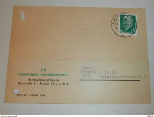 VEB Landtechnisches Instandsetzungswerk in Naumburg a. Saale , 1969 , Hr. Borrmann , Karte , Reklame / Werbung !!