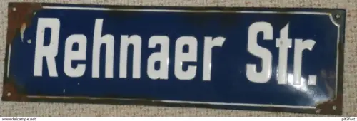 altes Straßenschild / Emailleschild - Rehnaer Straße , Rehna in Mecklenburg , Emaille , Strassenschild , Schild , 50x15