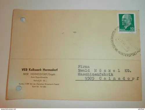 VEB Kalkwerk Hermsdorf b. Dippoldiswalde ,1969 , Karte , Reklame / Werbung !!