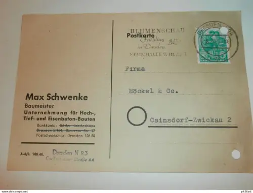Baumeister - Max Schwenke in Dresden ,1960 , Karte , Reklame / Werbung !!