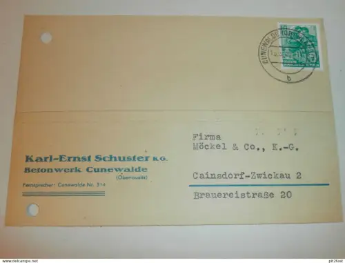 Betonwerk - Karl-Ernst Schuster KG in Cunewalde ,1960 , Karte , Reklame / Werbung !!