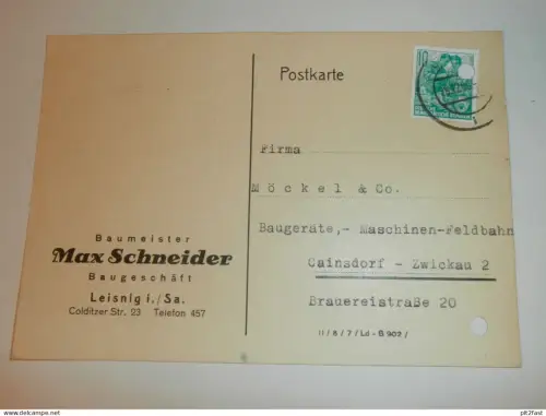 Baugeschäft - Max Schneider in Leisnig i. Sa. , ,1960 , Karte , Reklame / Werbung !!