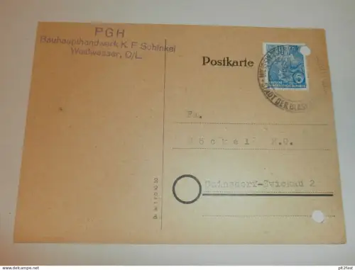 PGH Bauhaupthandwerk - K.F. Schinkel in Weißwasser O/L ,1959 , Karte , Reklame / Werbung !!