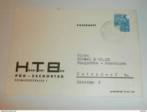 PGH Hoch- und Tiefbau in Zschortau ,1959 , Karte , Reklame / Werbung !!