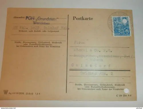 PGH " Grundstein " Wanzleben ,1959 , Karte , Reklame / Werbung !!