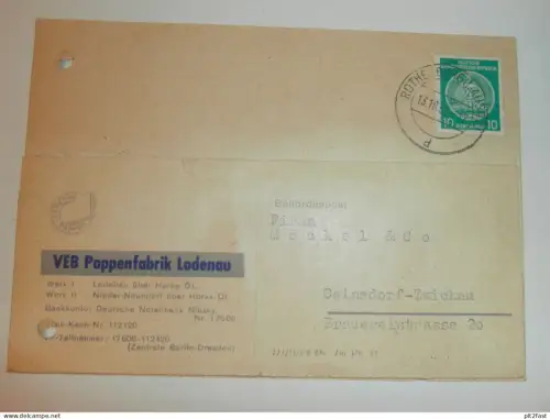 VEB Pappenfabrik Lodenau ,1959 , Karte , Reklame / Werbung !!