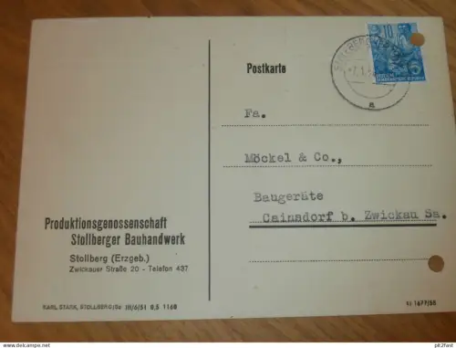 PGH Bauhandwerk Stollberg , 1959 , Hr. Lindner , Reklame / Werbung !!