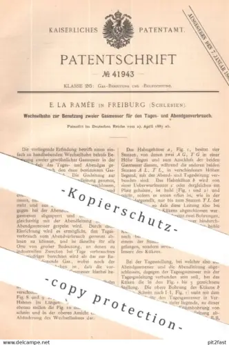 original Patent - E. La Ramée , Freiburg , Schlesien | Wechselhahn zur Nutzung zweier Gasmesser | Gas Hahn Gasverbrauch