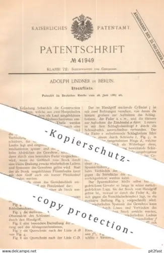 original Patent - Adolph Lindner , Berlin | Stockflinte | Flinte , Gewehr Gewehre , Waffen , Geschoss , Revolver pistol