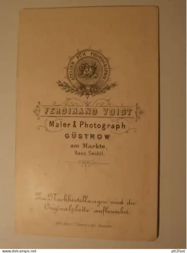 Kabinettfoto - Ferdinand Voigt in Güstrow , junger Mann , Adel , Mecklenburg , CDV , Photographie , Kabinett