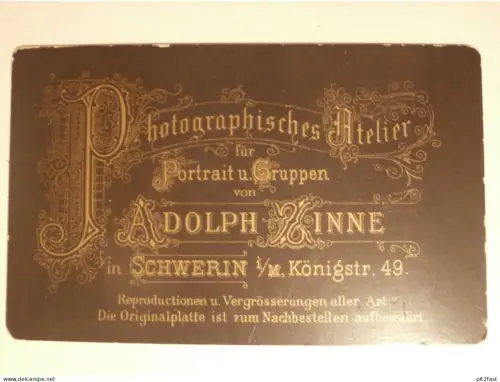 Kabinettfoto - Adolph Zinne in Schwerin , Junge , Adel , Mecklenburg , CDV , Photographie , Kabinett
