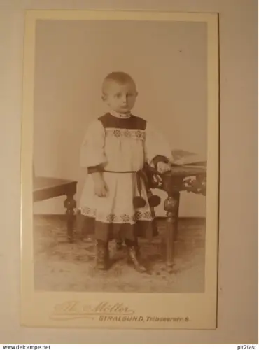 Kabinettfoto - Th. Möller in Stralsund ,  Kind , Adel , Mecklenburg , CDV , Photographie , Kabinett