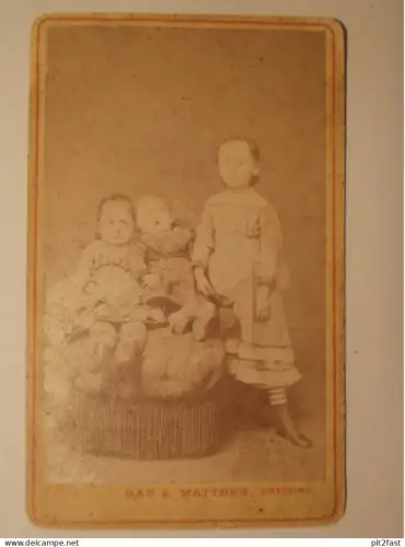 Kabinettfoto - Atelier Gau & Matthes in Stralsund , Krüger Kinder , Adel , Mecklenburg , CDV , Photographie , Kabinett