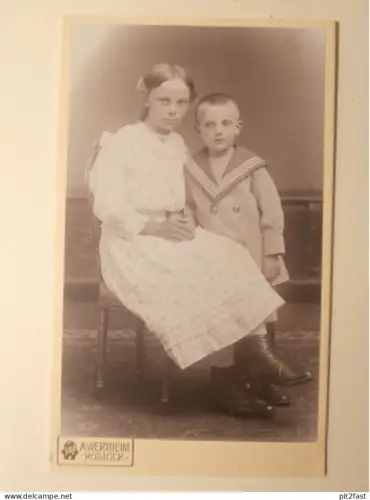 Kabinettfoto - Atelier Wertheim in Rostock , Kinder  , Adel , Mecklenburg , CDV , Photographie , Kabinett