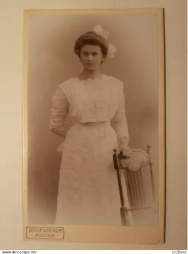 Kabinettfoto - Atelier Wertheim in Rostock , Dame , Adel , Mecklenburg , CDV , Photographie , Kabinett