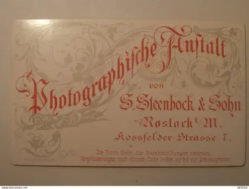 Kabinettfoto - Steenbock & Sohn in Rostock , Studentika , CDV , Photographie , Kabinett !!