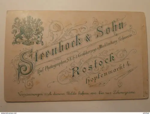 Kabinettfoto - Steenbock & Sohn in Rostock , Adel , CDV , Photographie , Kabinett !!