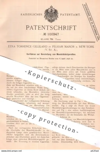 original Patent - Ezra Torrence Gilliland , Pelham Manor , New York USA | 1898 | Mundstückzigaretten | Zigaretten Tabak