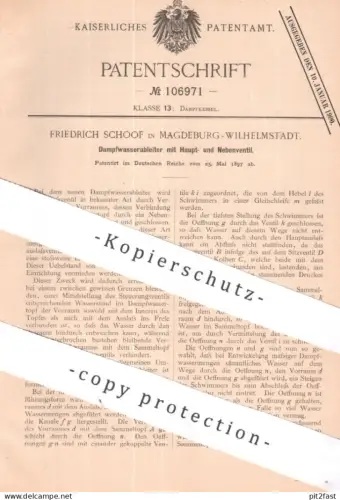 original Patent - Friedrich Schoof , Magdeburg / Wilhelmstadt | 1897 | Dampfwasserableiter | Ventil , Dampfkessel Kessel