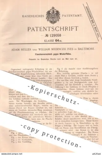 original Patent - Adam Heller , William Medinger Ives , Baltimore , USA | 1901 | Flaschenverschluss | Flasche , Flaschen