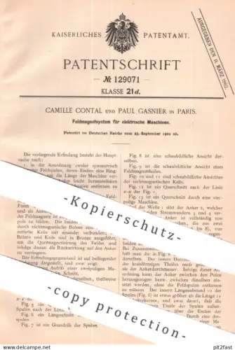 original Patent - Camille Contal , Paul Gasnier , Paris , Frankreich | 1900 | Feldmagnetsystem elektr. Maschine | Magnet