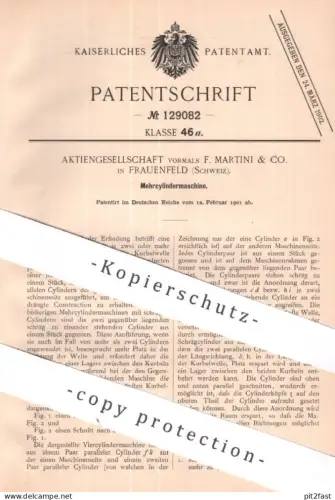 original Patent - AG vorm. F. Martini & Co. Frauenfeld , Schweiz | 1901 | Mehrcylindermaschine | Motor , Kurbelwelle !!