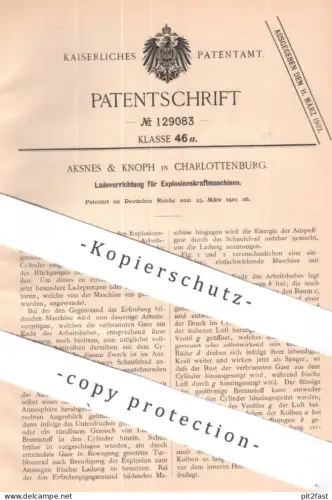 original Patent - Aksnes & Knoph , Berlin / Charlottenburg | 1901 | Zweitakt - Explosionskraftmaschine | Motor Gasmotor