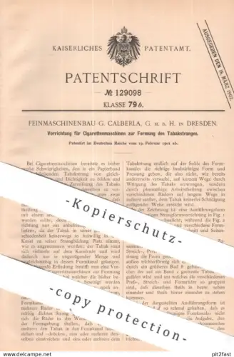 original Patent - Feinmaschinenbau G. Calberla GmbH , Dresden | 1901 | Zigarettenmaschine | Tabak formen | Zigaretten