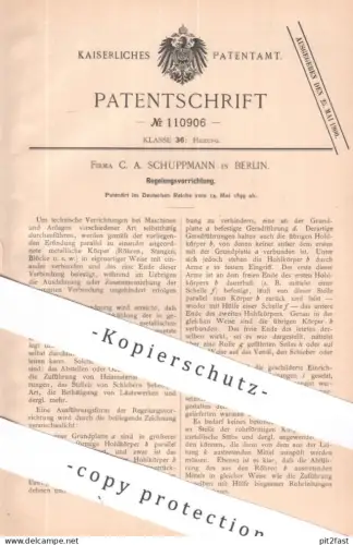 original Patent - Firma C. A. Schuppmann , Berlin | 1899 | Regelung | Regler , Heizung , Maschine , Regelung , Steuerung